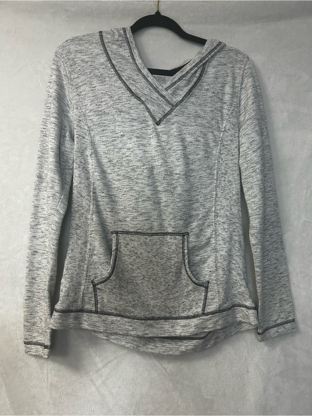 Heather Gray Marled Hooded Pullover Sweatshirt